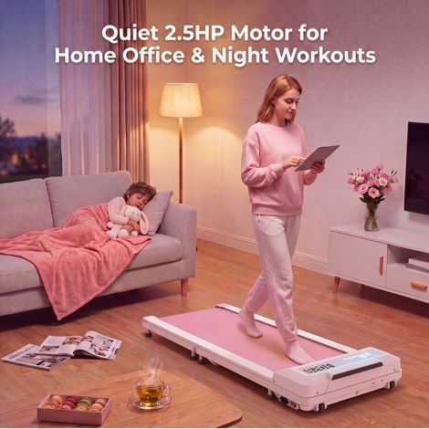 Cinta de caminar plegable 128x54 cm de metal y plástico rosa - CHICFURN (1/5)
