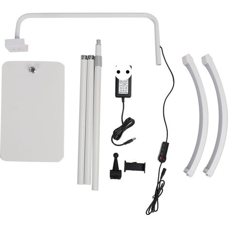 Lampadaire LED demi-lune 27 pouces, blanc, 3200K‑5600K, 10 niveaux de luminosité, 3 températures de couleur, lampe beauté cils, prise UE 100‑240V (1/5)