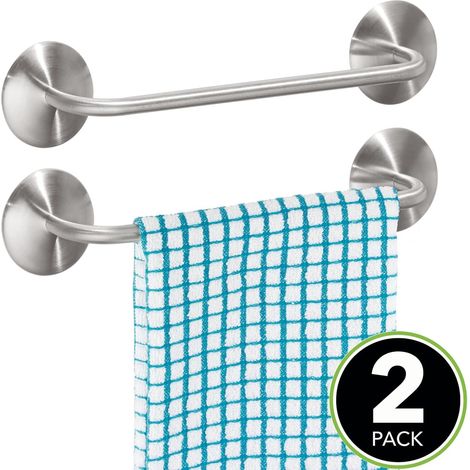 Toallero sin diseño de rombos (juego de 2) – o porta paños de cocina – plata mate (1/4)