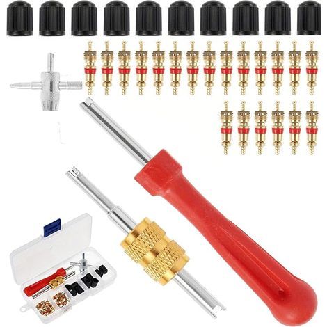 Demonte Valve Pneu, Outil Remover Voiture Remplacement Tire Repair Kit Dépose Valve Pneu Obus Valve (1/5)