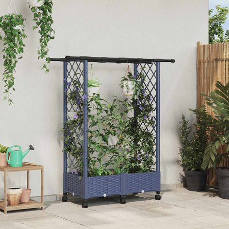 vidaXL Hochbeet mit Rankgitter und Dach Grau 122,5 x 40 x 127 cm PP (1/5)