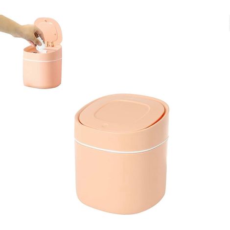 Mini poubelle de table avec couvercle, petite poubelle pour papier de chambre, pour bureau ou chambre à coucher (1/4)