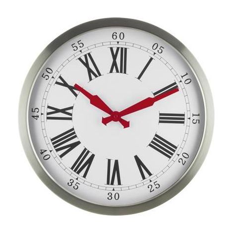Eurotime 56860-07 Reloj de pared radiocontrolado plateado 40 cm
