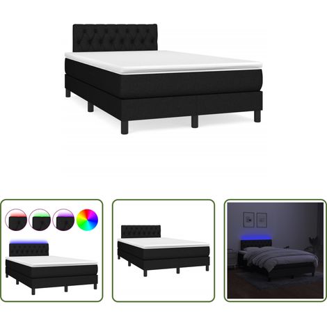 vidaXL LED-Leiste - Boxspringbett mit Matratze & LED Schwarz 120x190 cm Stoff (1/5)