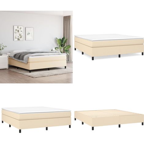 Sommier à lattes de lit avec matelas Crème 160x200 cm Tissu - Lit Double - Lit Tapissier - Literie - Matelas À Ressorts Ensachés - Support Moyen Dur - Home & Living (1/5)