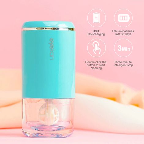Automatischer Kontaktlinsenreiniger [Waschreiniger] + Lösung & Zubehörset [Farben: Grün/Blau/Gelb/Lila/Rosa/Weiß/Orange] + Batterie und Kapazität 7 ml/3 Minuten (1/5)