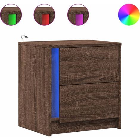 Maison Exclusive - Nachttische mit LED-Leuchten 2 Stk. Braun Eich