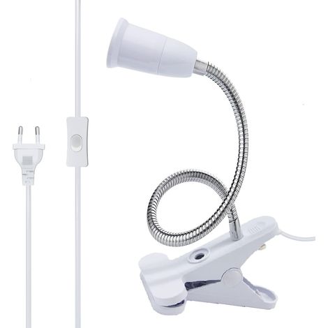 Lampenfassung mit Clip, E27-Klemmlampe, Schreibtisch-Klemmlampe, Klemmlampen, Klemmlampe fürs Bett, Nachttischlampe mit 1,2 m Kabel und Schalter, Klemmspot zum Lesen, Schminken