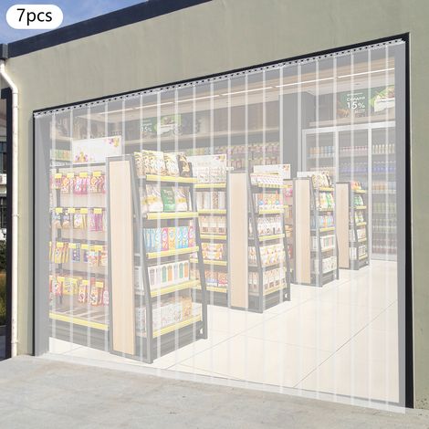 YISSALE-PVC-Lamellenvorhang, Streifenvorhang PVC-Lamellenvorhang 1 x 2 m Transparenter Türvorhang 7 Stück (1/5)