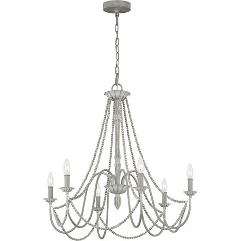 Lustre Maryville E14 40W Steel, bois Gris lavé B: 71.1cm Ø71.1cm Hauteur dimmable réglable (1/5)