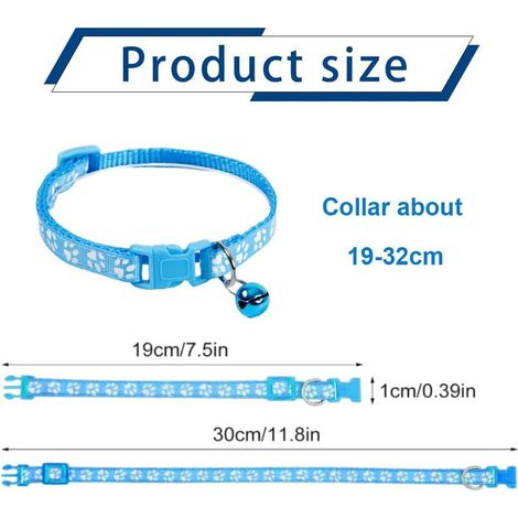 Collier pour chiot avec laisse - Collier et laisse réglable - En nylon souple - Pour chiots et chiens de petite taille - Bleu (1/5)