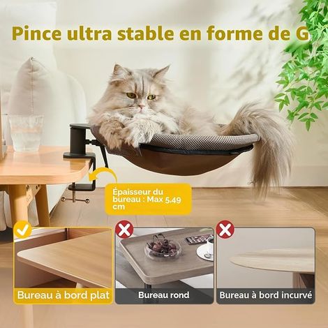 Lit de Bureau pour Chat Rotation de 360° Lit pour Chat avec Tapis Hiver/été Hamac pour Bureau 36 38cm (1/4)