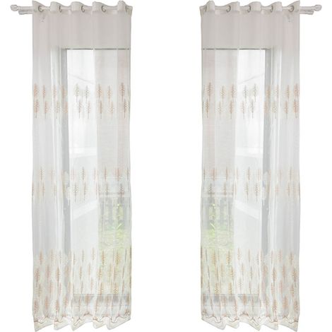Voilage en polyester pour fenêtre, décoration chambre et salon, couleur kaki, 1 pièce (1/5)