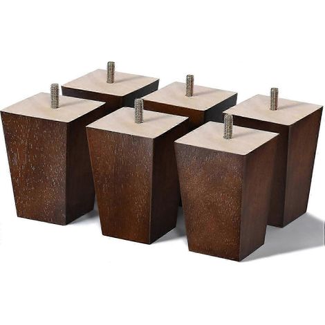 Pieds de canapé carrés en bois brun foncé de 2 pouces, ensemble de 4 pièces (6 pièces) (1/5)