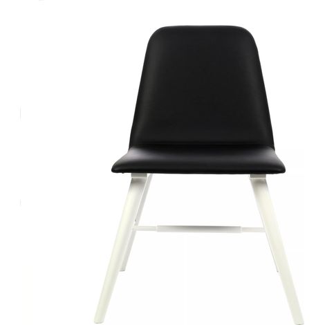 Interiors by Premier Black Leather Effect Dining Chair with White Legs, High Quality Leather Chair, Accent Chair, Borg Chair (1/5)