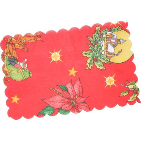 Rote Stoffserviette mit Weihnachtsmotiv, 20 x 30 cm