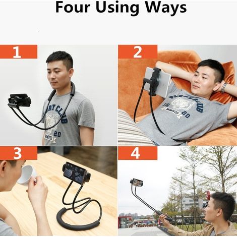 Support téléphone universel 360°, flexible et pliable, collier de suspension ajustable pour mains libres (1/5)