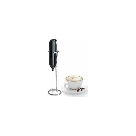 CREA Mousseur à lait portable pour café avec support – AGFOO mousseur à main, fouet électrique mélangeur de boissons, mini mousseur pour cappuccino, frappe, matcha, chocolat chaud, argent/noir (1/4)