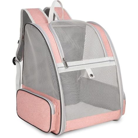 YMYNY Hunde-Katzen-Tragetasche, Faltbarer Atmungsaktiver Mesh-Haustier-Rucksack Mit Metallstruktur, Hundetransporttasche Mit Herausnehmbarer Plüschmatratze, Bis Zu 7,5 Kg, Rosa (1/4)