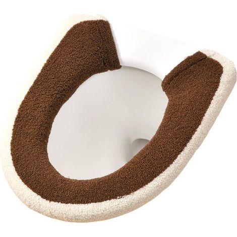 Housse de siège de Toilette épaisse et antibactérienne de Luxe - Chaude - Universel - Beige (1/5)