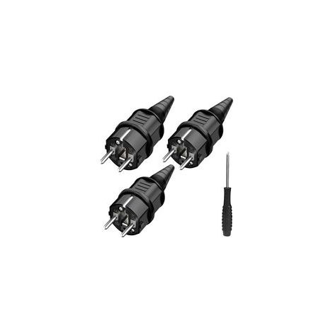 Lot de 3 prises de courant mâles IP44 – Résistantes aux éclaboussures – Pour câbles de 6 à 16mm – Contact de mise à la terre SEBS (1/5)