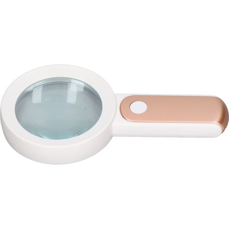 Loupe de poche ultra-légère 30X HD avec lentille optique et lampe LED pour la lecture, couleur or rose et blanc (1/5)