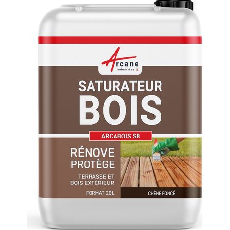 Arcane Industries – Saturateur bois extérieur 20 L – Protection durable contre intempéries – Aspect mat naturel – Pour terrasses et bardages en bois local