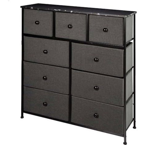 Commode - AKTIVE - Polyvalente - 100x30x100 cm - 9 tiroirs - Métal gris (1/2)