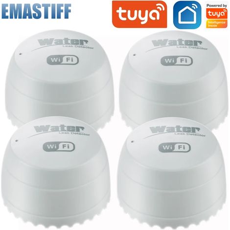 (Lot de 4) Détecteur de fuites WiFi - Capteur d'inondation - Alarme de fuite/débordement de réservoir d'eau - Surveillance à distance via application (1/5)