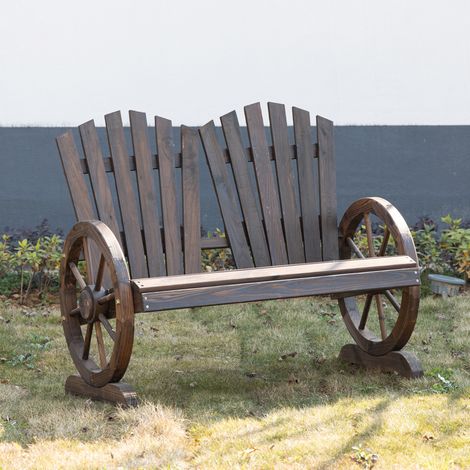 Banco de jardín de madera marrón oscuro con reposabrazos 108 x 66 x 95 cm (1/5)