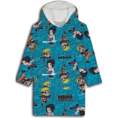Sweat en Polaire Naruto oversize Bleu - Naruto et Sasuke - Taille enfant