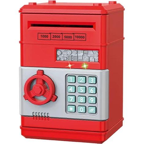 Tirelire automatique Mini Sécurité Boîte d'épargne Rouge (1/5)