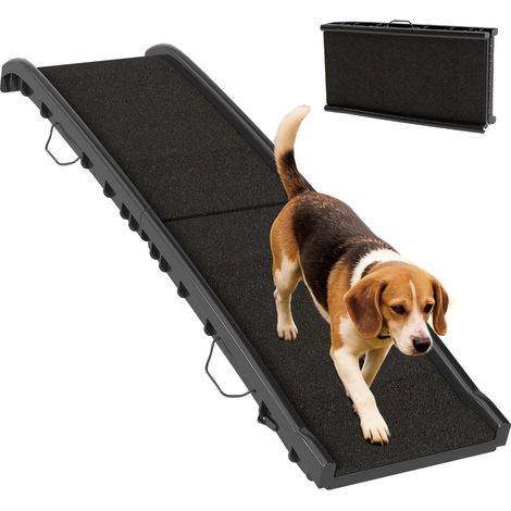 Rampe pliable pour chiens, escalier pour chien en PP avec pente douce et surface antidérapante, 155x38,5x15,5cm, noir (1/5)
