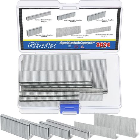 3624 agrafes étroites galvanisées de calibre 18, kit assortiment de 4 tailles, et clous Brad de 1 et 2 pouces pour agrafeuse électrique ou pneumatique (1/5)