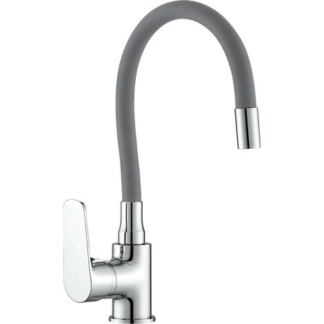 Monomando fregadera caño goma flexible gris (1/5)