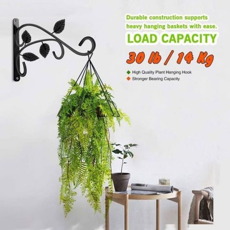 Crochet Mural - Fer Forgé - Longueur 29,5 Cm - Charge Maximale 5 Kg - Pour Balcon Jardin Terrasse - 2 Pièces (1/5)
