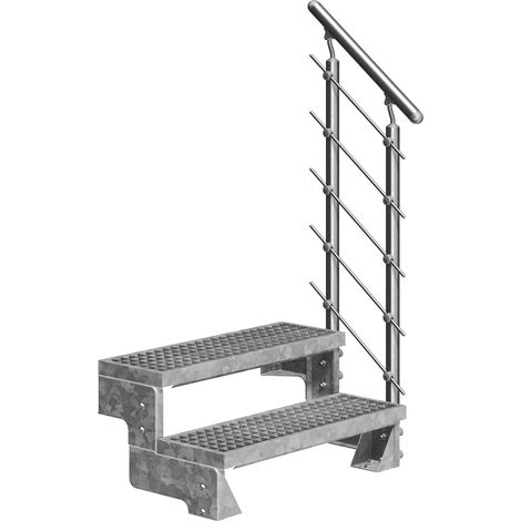 Dolle Außentreppe Gardentop 36-44cm Geschosshöhe mit Gitterrost 80cm breit mit Prova-Geländer