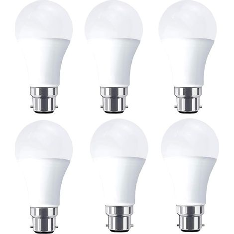 Bombilla LED B22 de 10 W (equivalente a 80 W), 1000 lm, blanco frío 6000 K, paquete de 6 [Clase energética A+] (1/5)