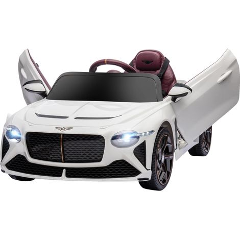 Coche eléctrico, recargable de 12 V, con control remoto, color blanco. (1/2)
