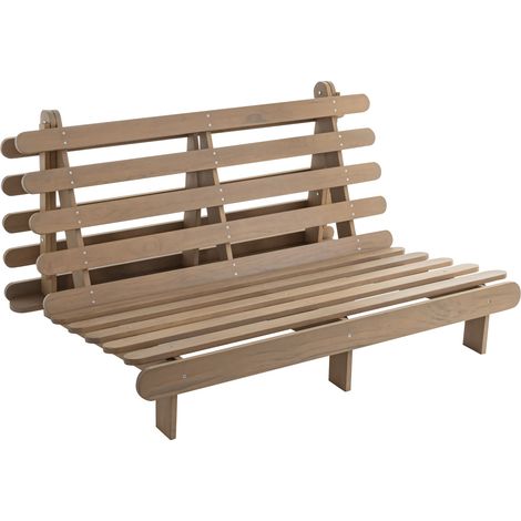 Structure futon 140x200 cm en bois massif taupe