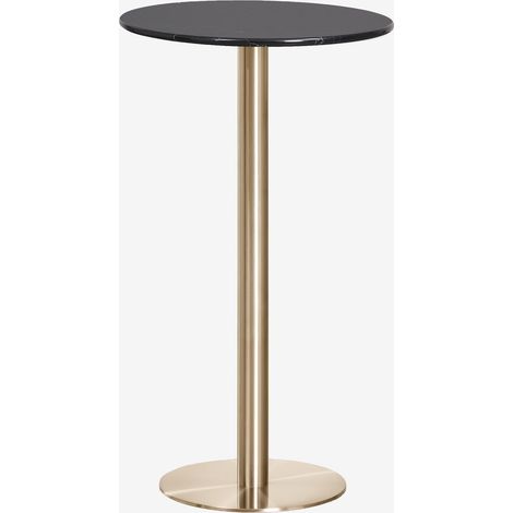 SKLUM Runder Bartisch Ø60 cm aus Naturstein Xiren Nero Marquina Marmor - Gebürstetes Gold (1/5)