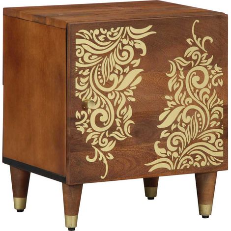 Cabinet de chevet avec porte-Table de nuit-Table de chevet Marron miel 40 x 33 x 46 cm (1/5)