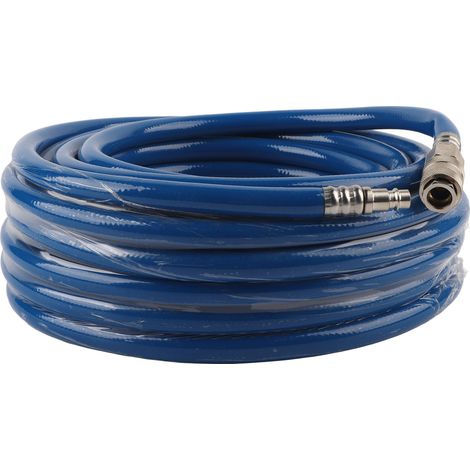 Tuyau pneumatique PVC flexible 15M bleu avec raccord rapide pour compresseur d'air (1/5)