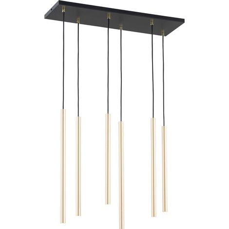 Lampada a Sospensione Selter, Acciaio verniciato a polvere, Nero, Oro, 70x130x22 cm