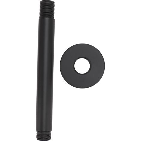 Bras extension pommeau douche fixation murale acier inox noir mat pose facile allonge tuyau salle de bain 15 cm (1/5)