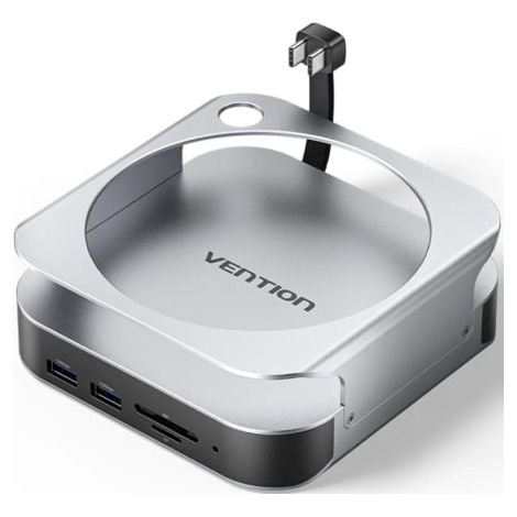 Docking para Mac Mini USB Tipo-C Vention THIHAG/ Ranura SSD M.2/ 4xUSB/ 1xUSB Tipo-C/ 1xDisplayPort 4K/ 1xLector Tarjetas/ 1xJack 3.5mm
