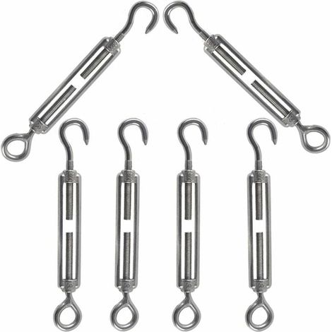 Tensor de cable con gancho y ojo M5, tensor de cable ajustable de acero inoxidable 304, utilizado para tensar cadenas de tendedero de antenas de alambre de acero, 6 unidades (1/5)