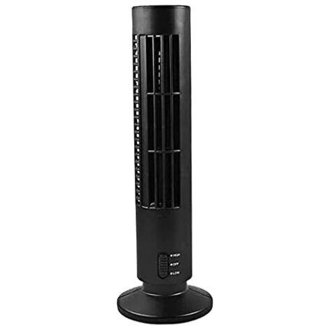Ventilateur de tour, ventilateur sans lambe à oscillation de tour pour les chambres, salons, cuisine, 2 vitesses, 13 pouces (noir), sans lambe, portable (1/5)