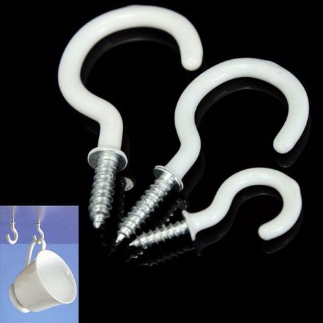 80X Pvc Enduit Vis en Acier Inoxydable dans la Tasse Crochets Anneau Usine Cintre Titulaire Porte Barre Outil (1/4)