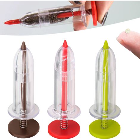 Lot de 3 Semoirs Manuels de Précision pour Graines Distributeurs à Piston pour Semis et Culture Jaune Rouge Marron (1/4)
